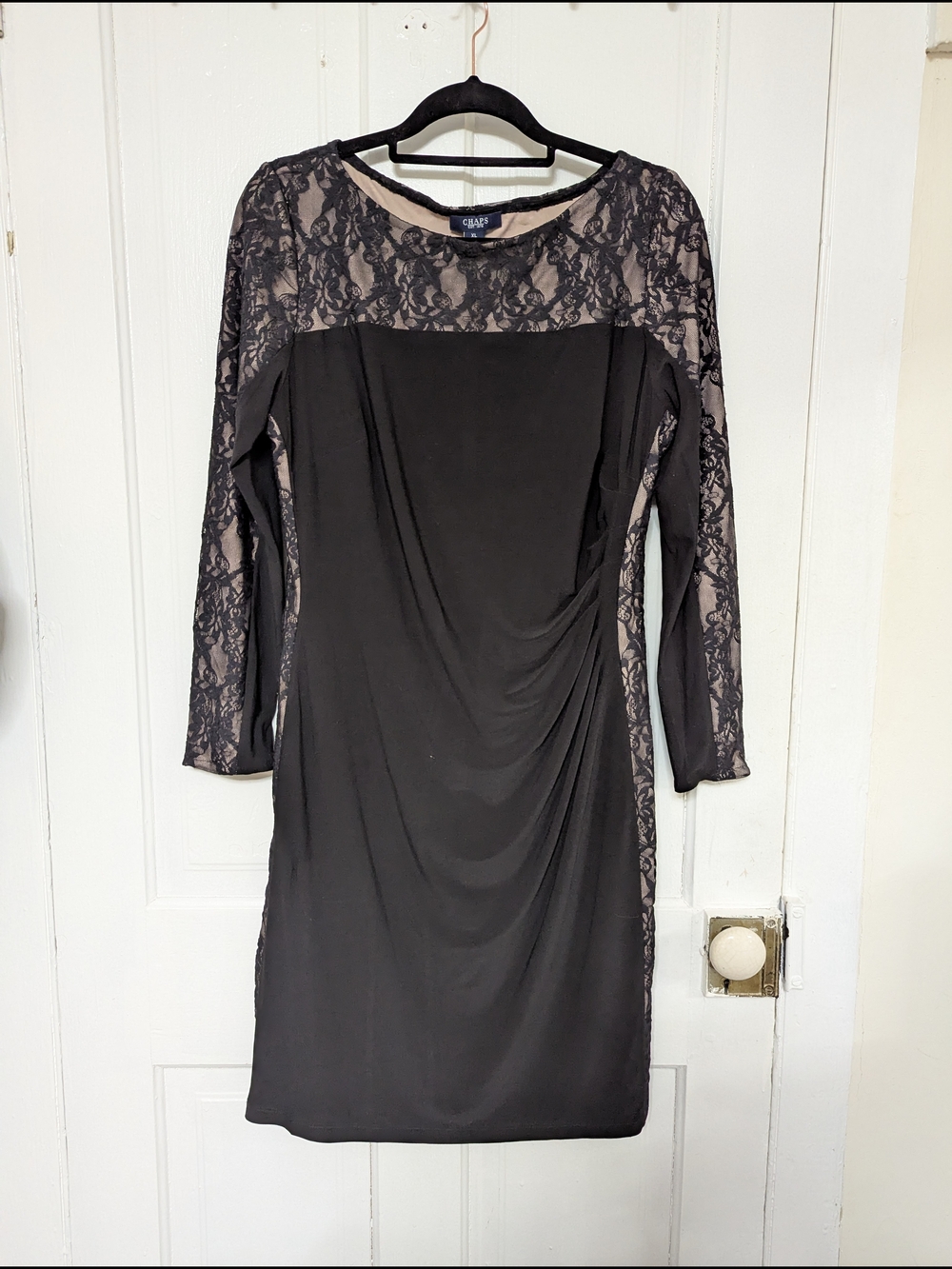 Black Lace-Accent Sheath Dress